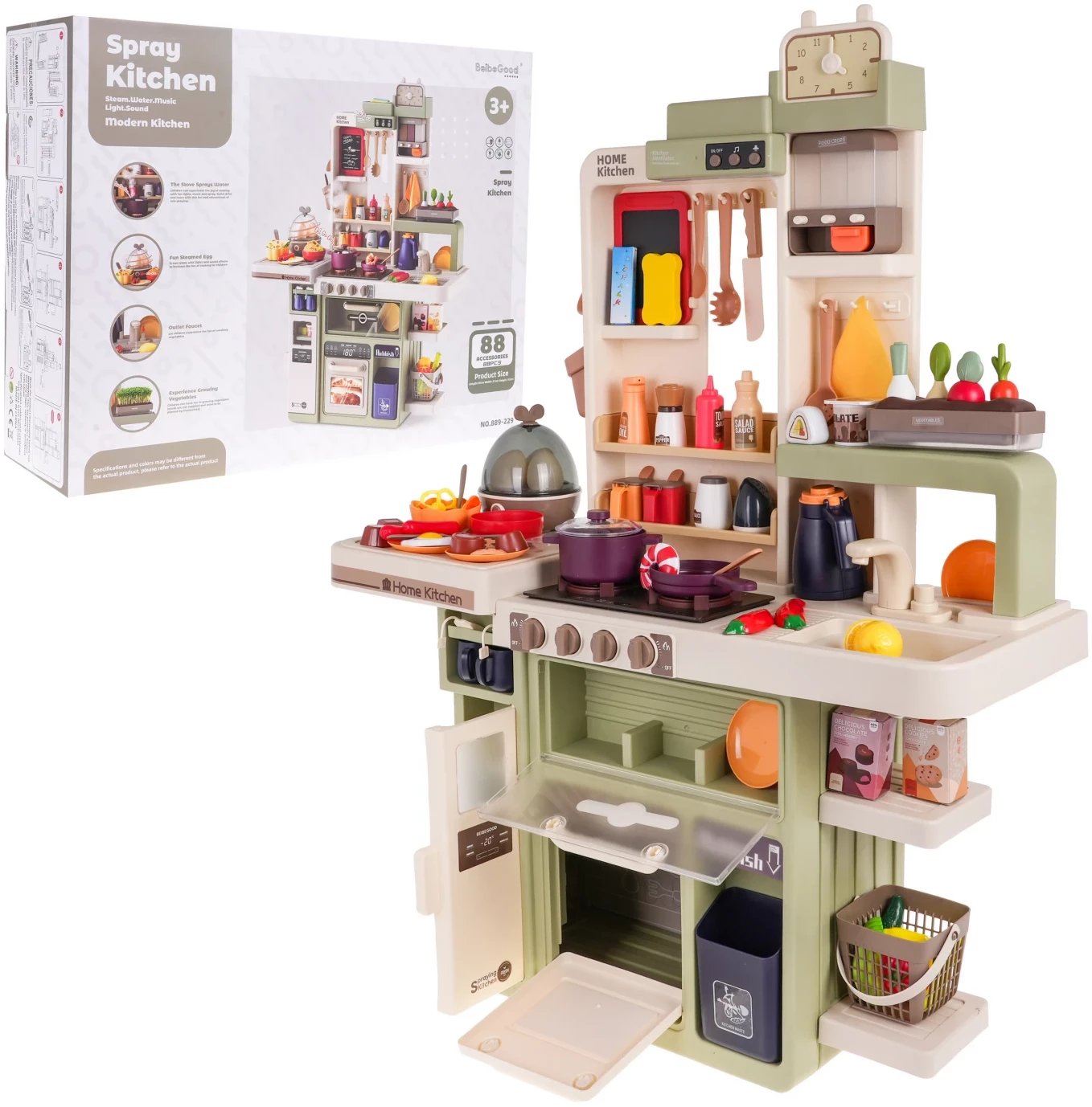 DUŻA KUCHENKA DLA DZIECI MEGA ZESTAW KUCHNIA DŹWIĘKI ŚWIATŁA AKCESORIA