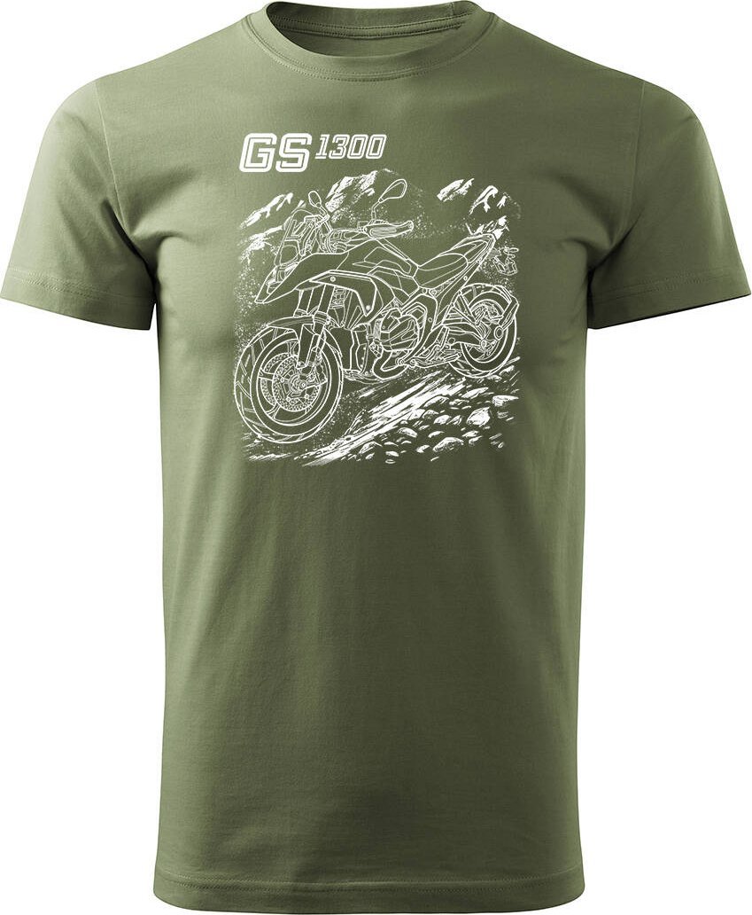 Topslang Koszulka motocyklowa z motocyklem na motor BMW GS R 1300 ADVENTURE kolekcjonerska męska khaki REGULAR XXL