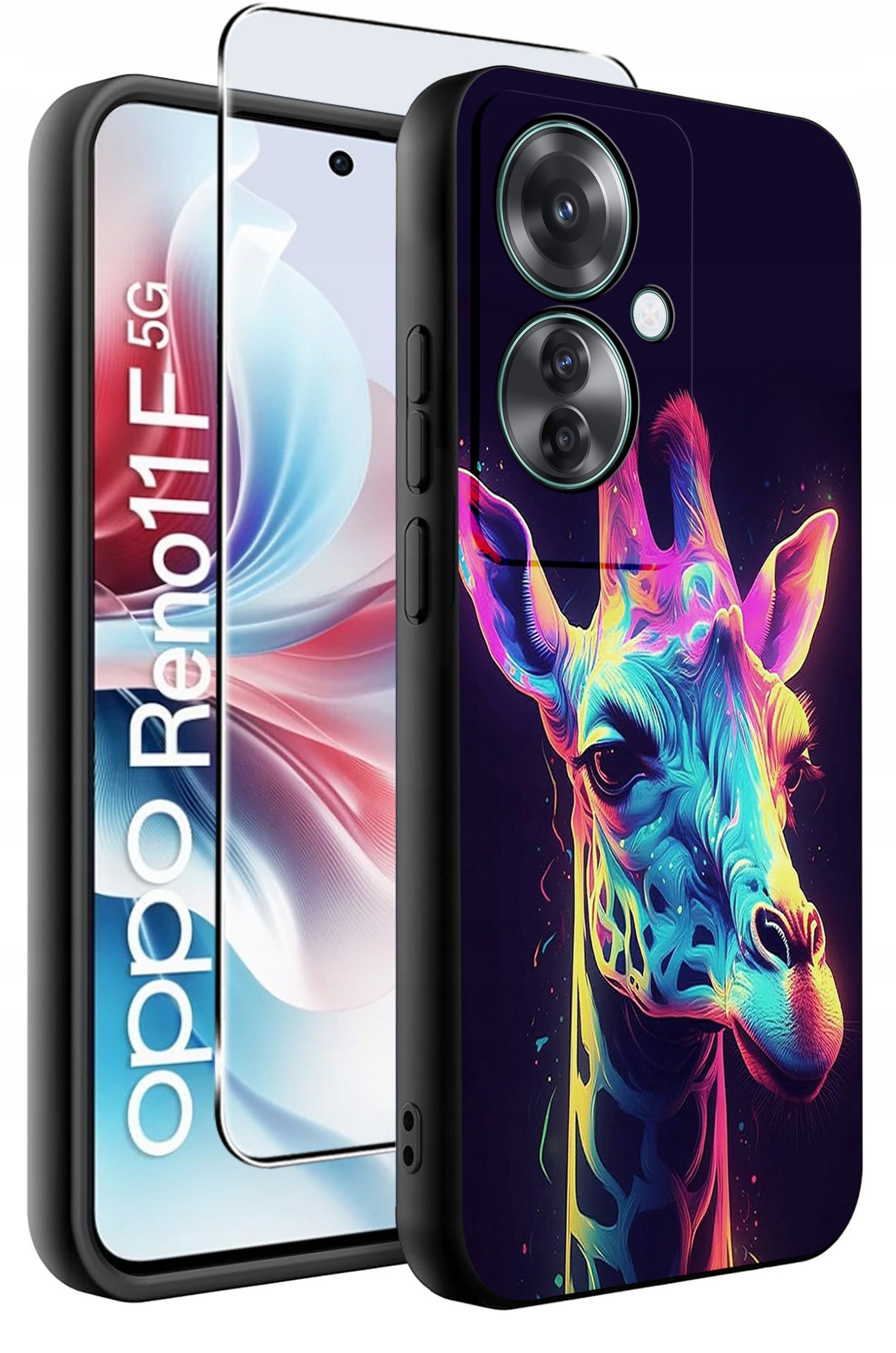 ETUI do Oppo Reno11 F 5G WZORY | SILIKONOWE MATT CASE + SZKŁO HARTOWANE 9H