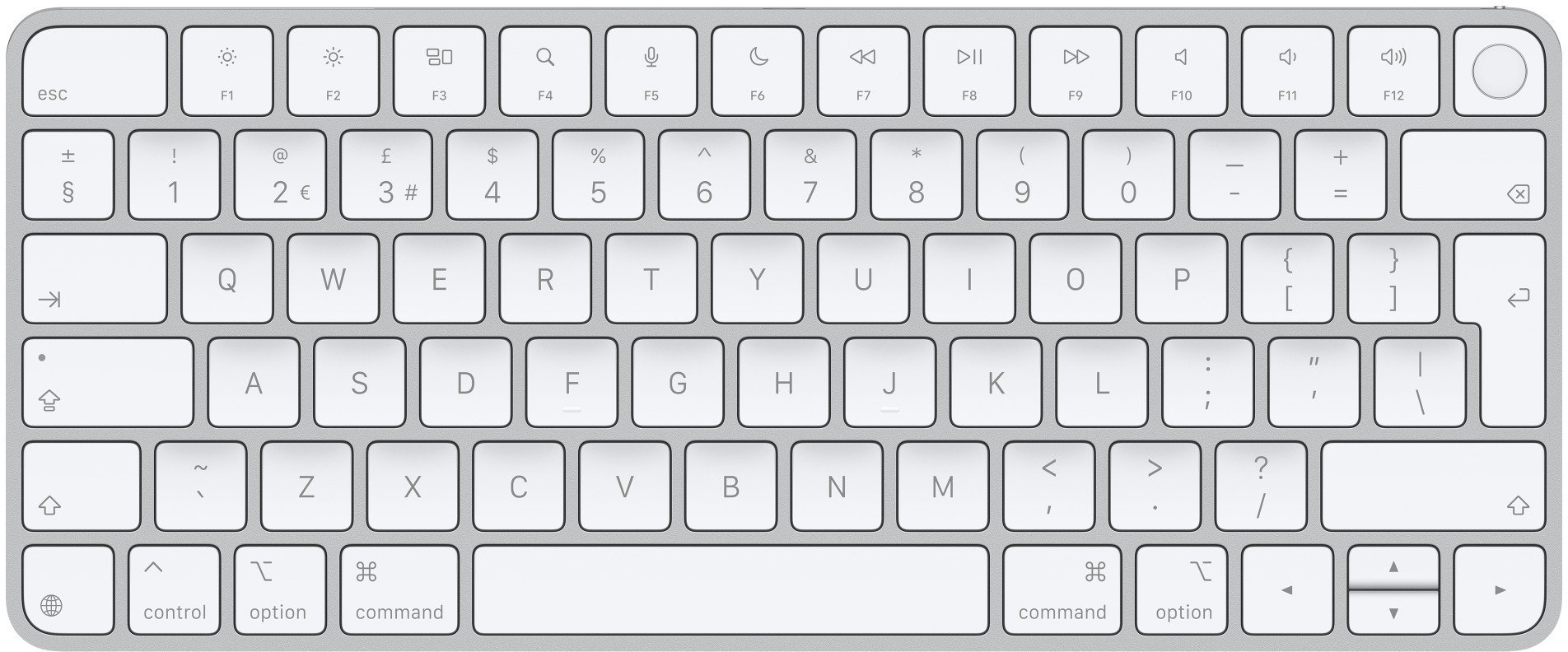 Apple Magic Keyboard with Touch ID for Mac models with silicon (USB–C) - British English, Tenkeyless (80 - 87%), Wired & Wireless, USB + Bluetooth, QW