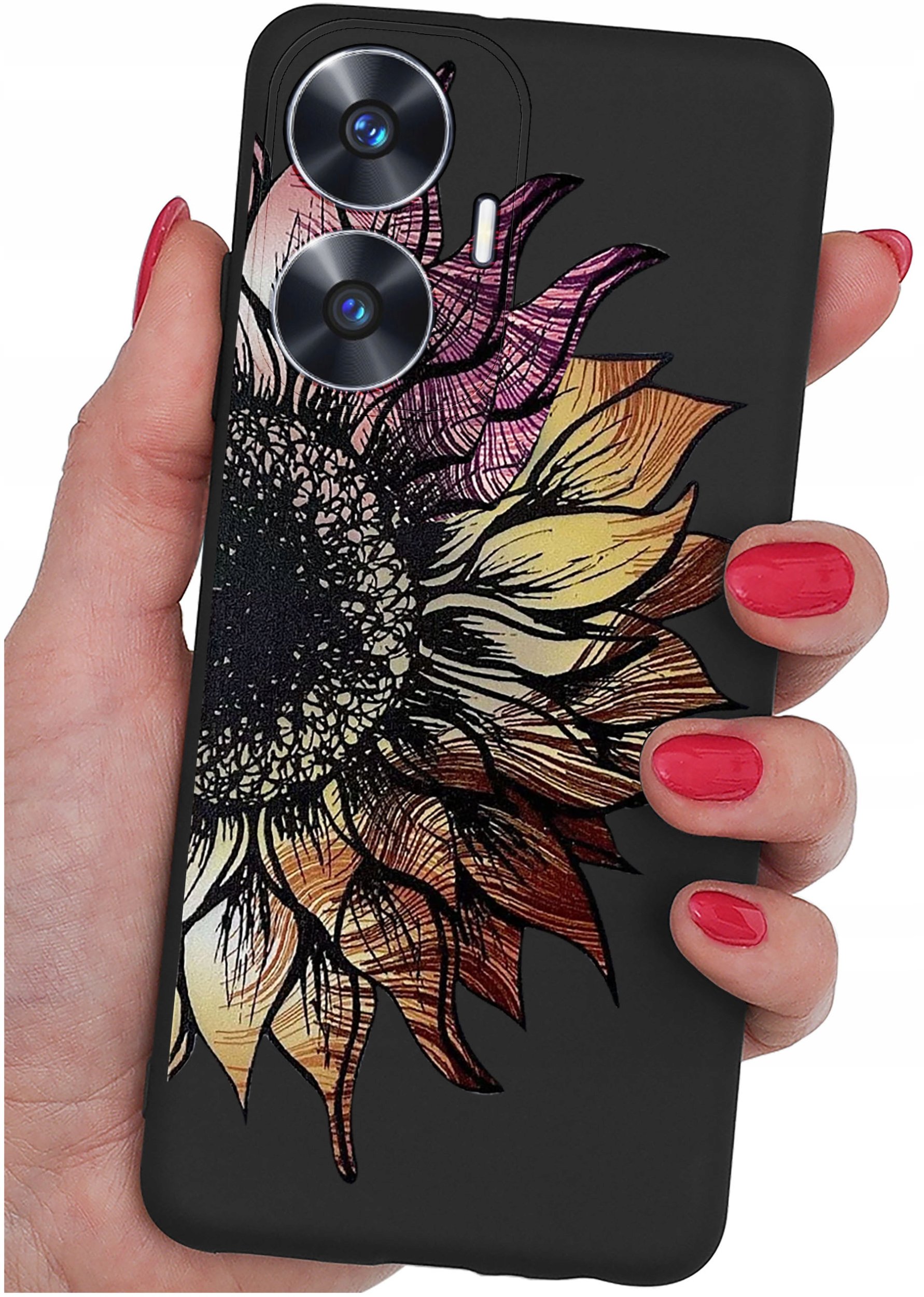 ETUI do Realme C55 WZORY |SILIKONOWE MATT CASE + SZKŁO 9H