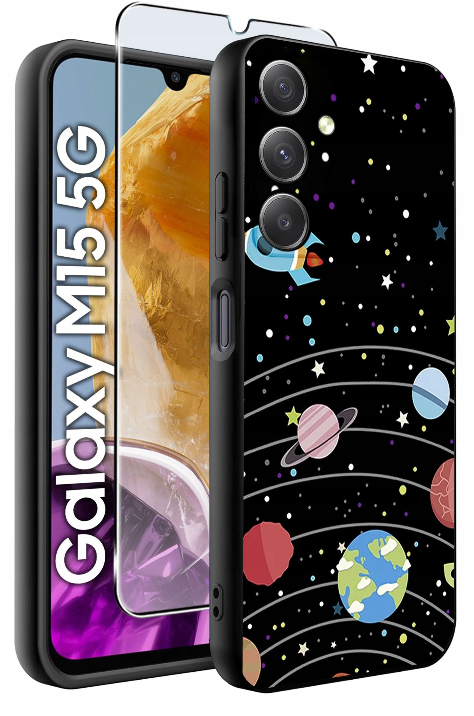 ETUI do Samsung M15 5G WZORY | SILIKONOWE MATT CASE + SZKŁO HARTOWANE 9H