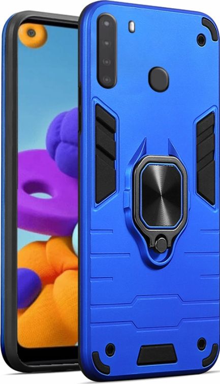 etumi Etui Pancerne Do Samsung Galaxy A21 Obudowa Holder Wzmocnione Hybrydowe Etui Ochronne Futerał Armor Pokrowiec Magnes Armr0094