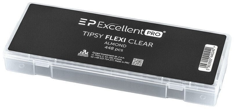Excellent PRO Tipsy Flexi Clear Almond tunelowe tipsy bez kieszonek z wyprofilowaną krzywą C w kształcie migdała 448szt