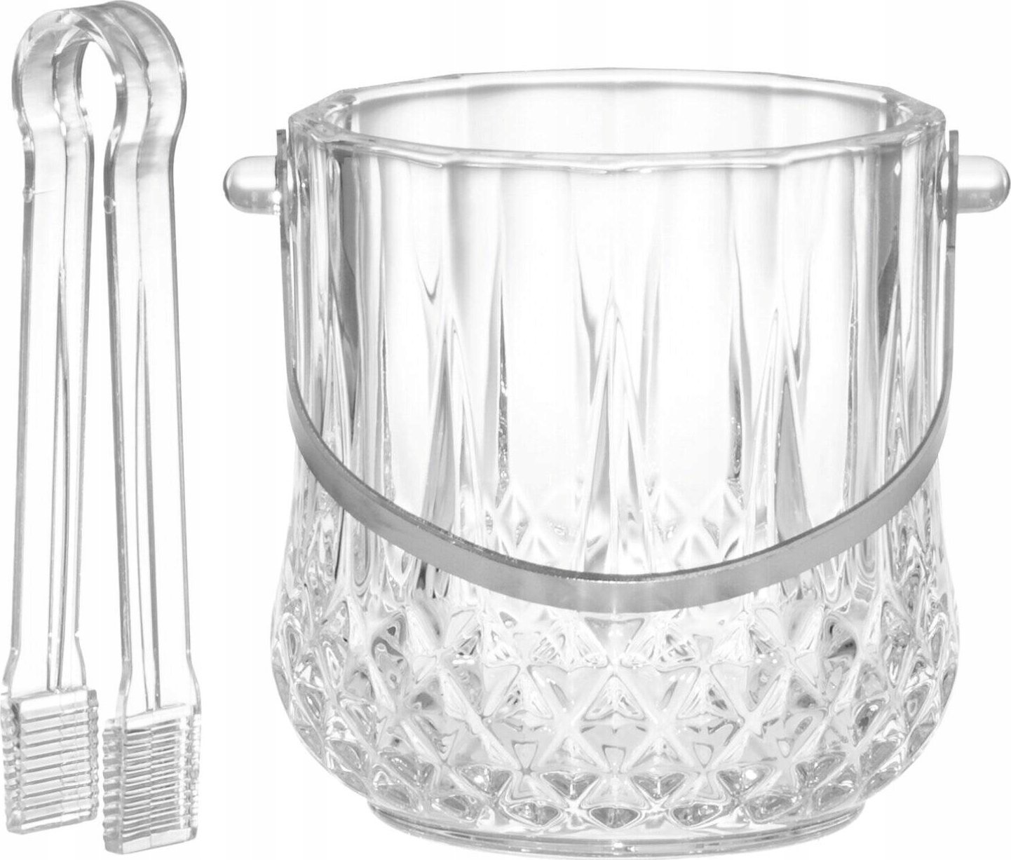 Szklane wiaderko na lód ze szczypcami, Ø 13,5 cm