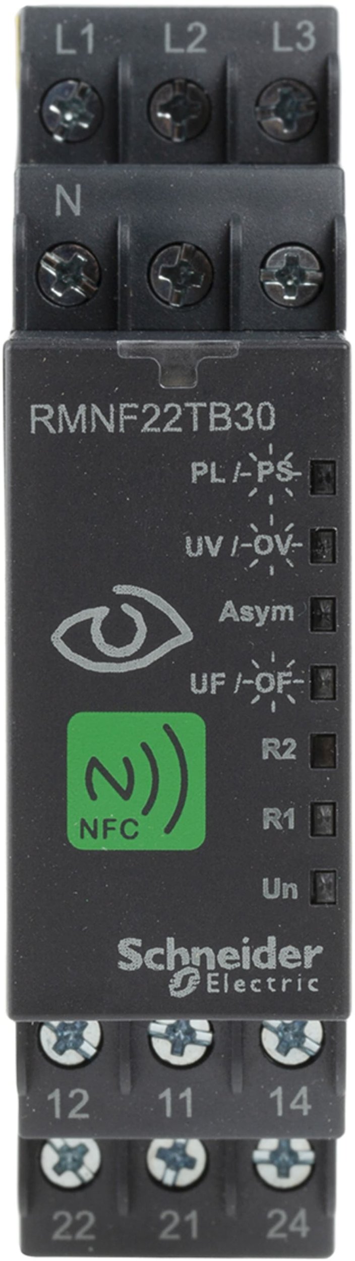 NFC, 3-fazowy przekaźnik nadzorczy, 8 A, 2CO, wielofunkcyjny, 208… 480 V AC