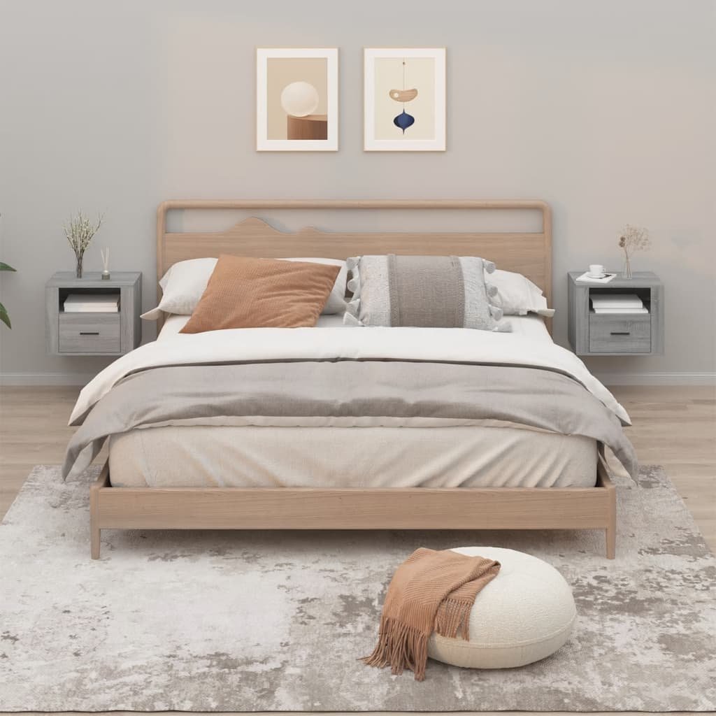 vidaXL vidaXL Wiszące szafki nocne, 2 szt., szary dąb sonoma, 50x36x40 cm