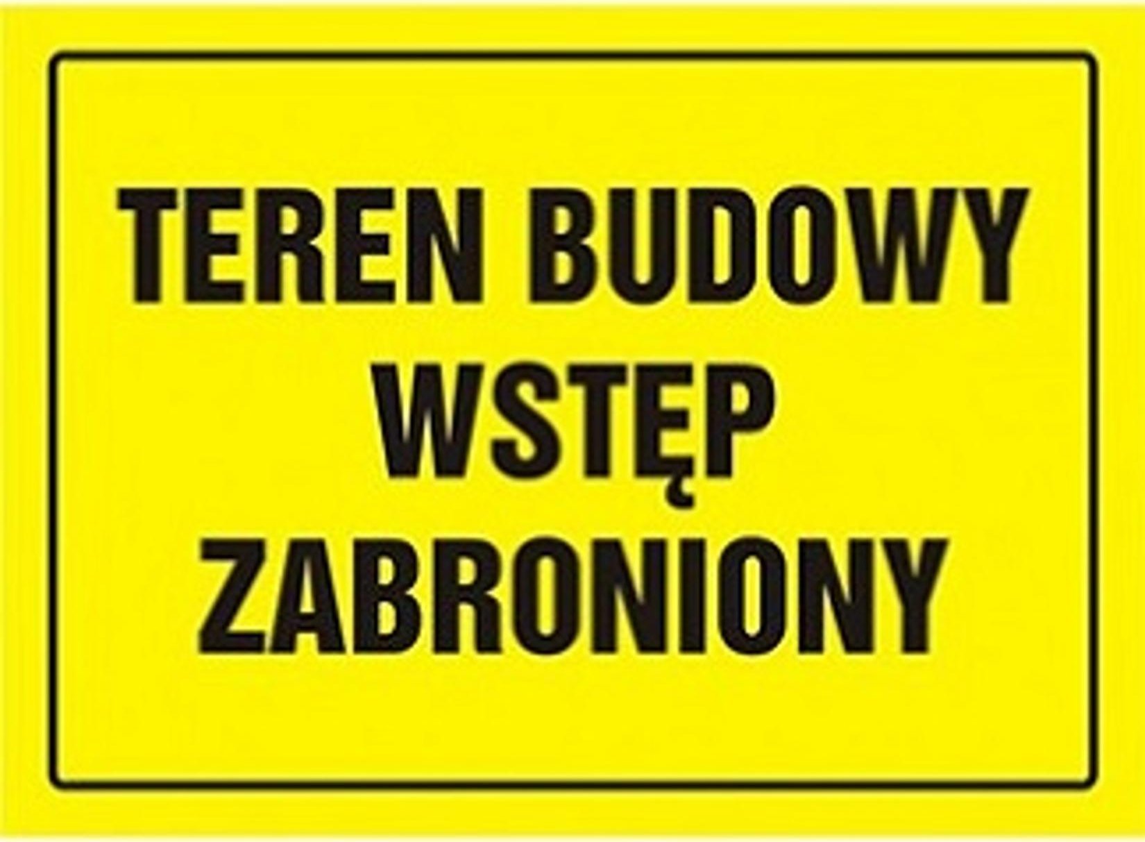 PROCERA OA039DYPN - TABLICA BUDOWLANA - TEREN BUDOWY - WSTĘP ZABRONIONY