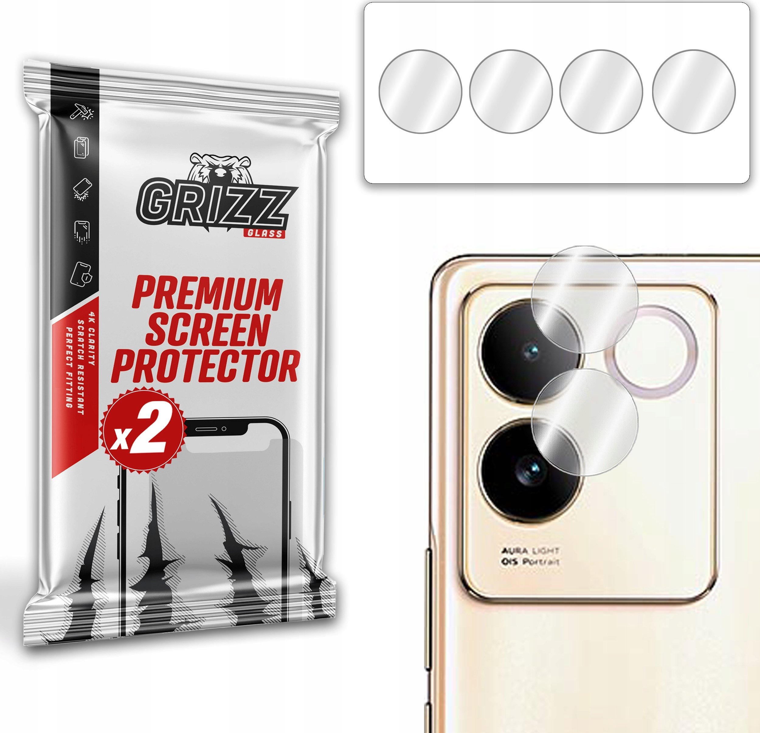 GrizzGlass Szkło na aparat HybridGlass Camera do Vivo T2 Pro