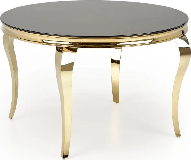 Stół okrągły REGINALD 2 120x120 czarny/złoty HALMAR