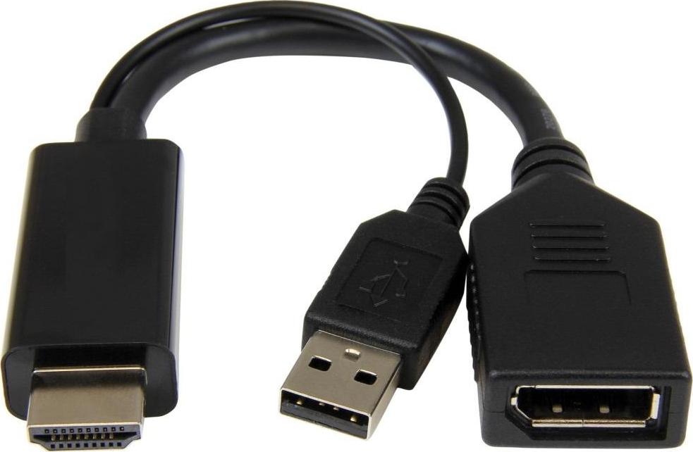 Adapter AV Gembird HDMI - DisplayPort + USB-A czarny (A-HDMIM-DPF-01)