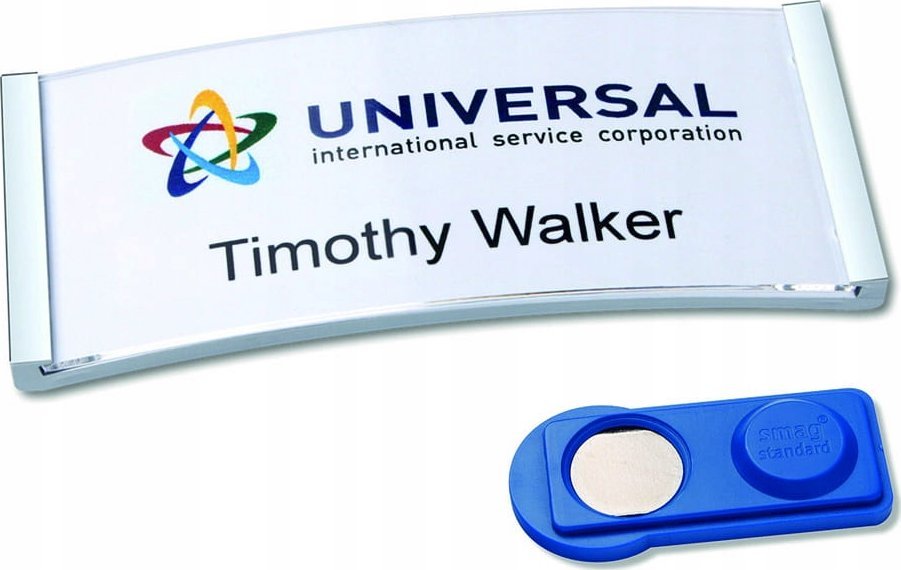 AVERY Navneskilt Badgepoint® 70x30 mm, Polar® Medarbejderskiltesæt, skilte med rustfri stålramme, akrylglas og printbare indstik - 10 skilte inkl. 36