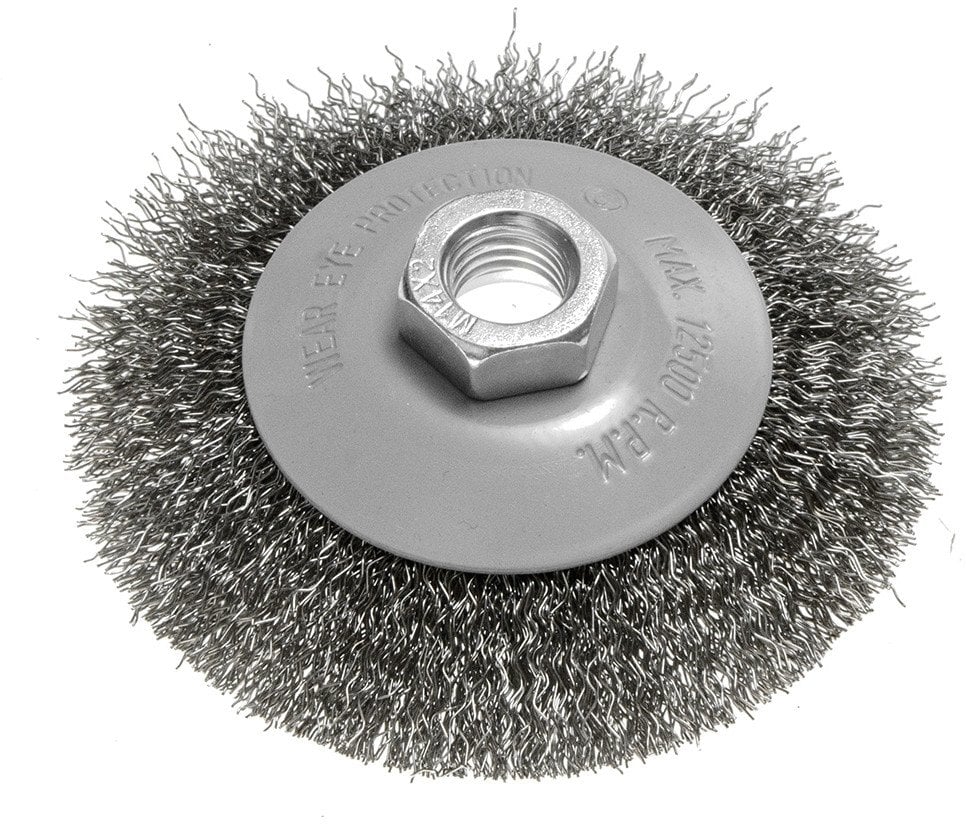 Szczotka druciana tarczowa 100 mm, drut karbowany, stalowy, M14