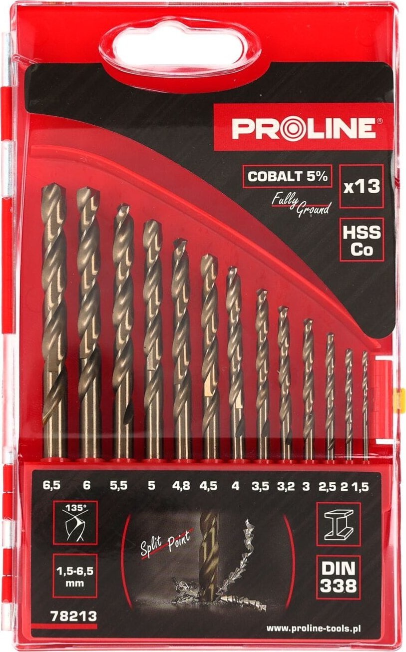 Wiertło Pro-Line WIERTŁA DO METALU HSSCO DIN338 SZLIF.13SZT(1.5-6.5MM)PROLINE