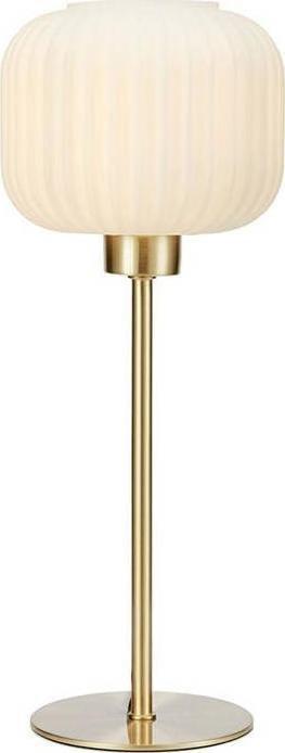 Lampa stołowa Markslojd Stojąca LAMPA stołowa SOBER 108120 Markslojd szklana LAMPKA nocna plisowana mosiądz biała