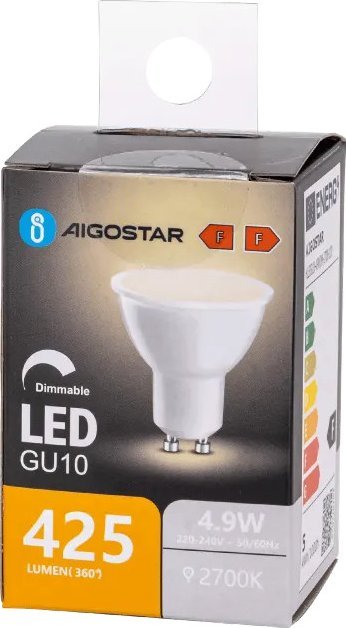 Aigostar Żarówka LED GU10 4.9W 2700K z możliwością ściemniania Żarówka LED GU10 4.9W 2700K z możliwością ściemniania