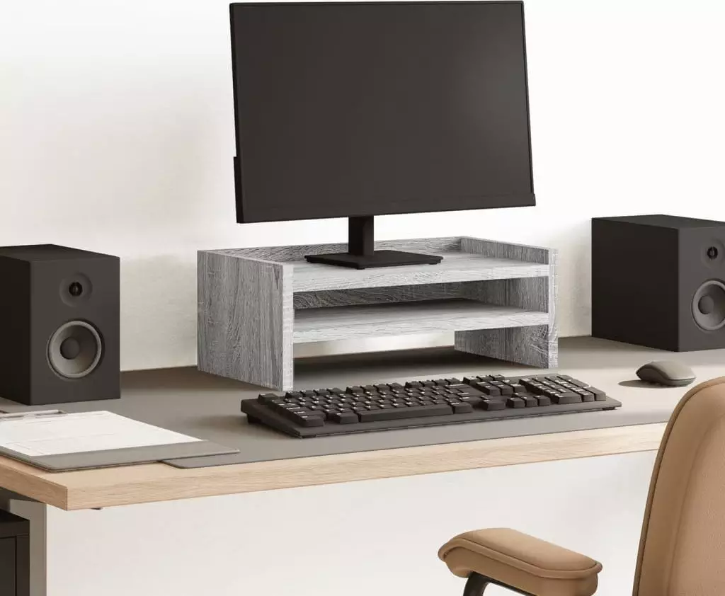 vidaXL Podstawka pod monitor, szary dąb sonoma, 42x24x16 cm