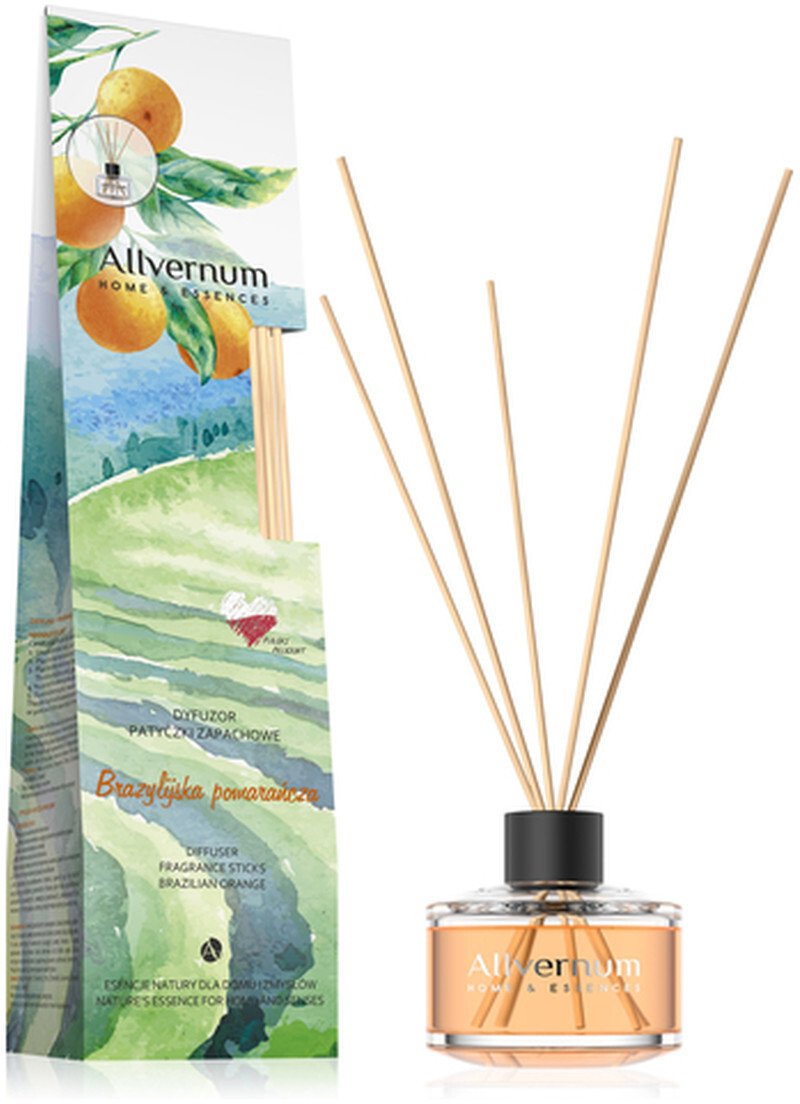 Dyfuzor zapachowy Allvernum Home & Essences Dyfuzor Patyczki zapachowe Brazylijska Pomarańcza 50ml