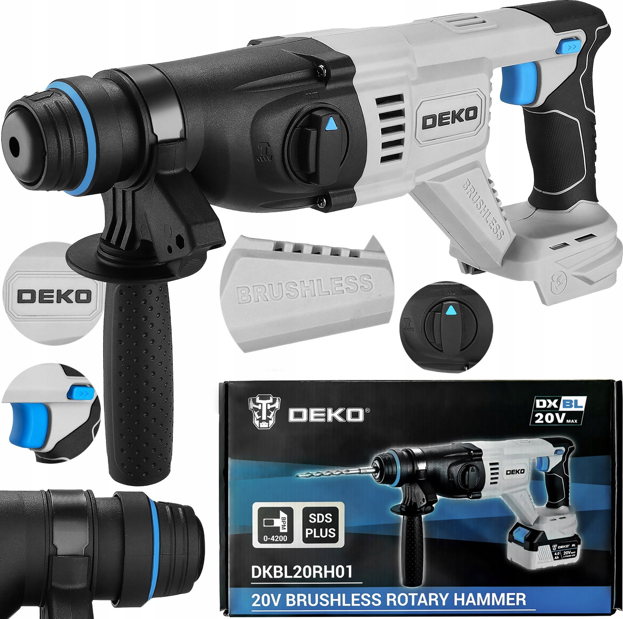 Młotowiertarka Deko MŁOT UDAROWY MŁOTOWIERTARKA AKUMULATOROWA WIERTARKA UDAROWA 3.2J SDS+ DEKO