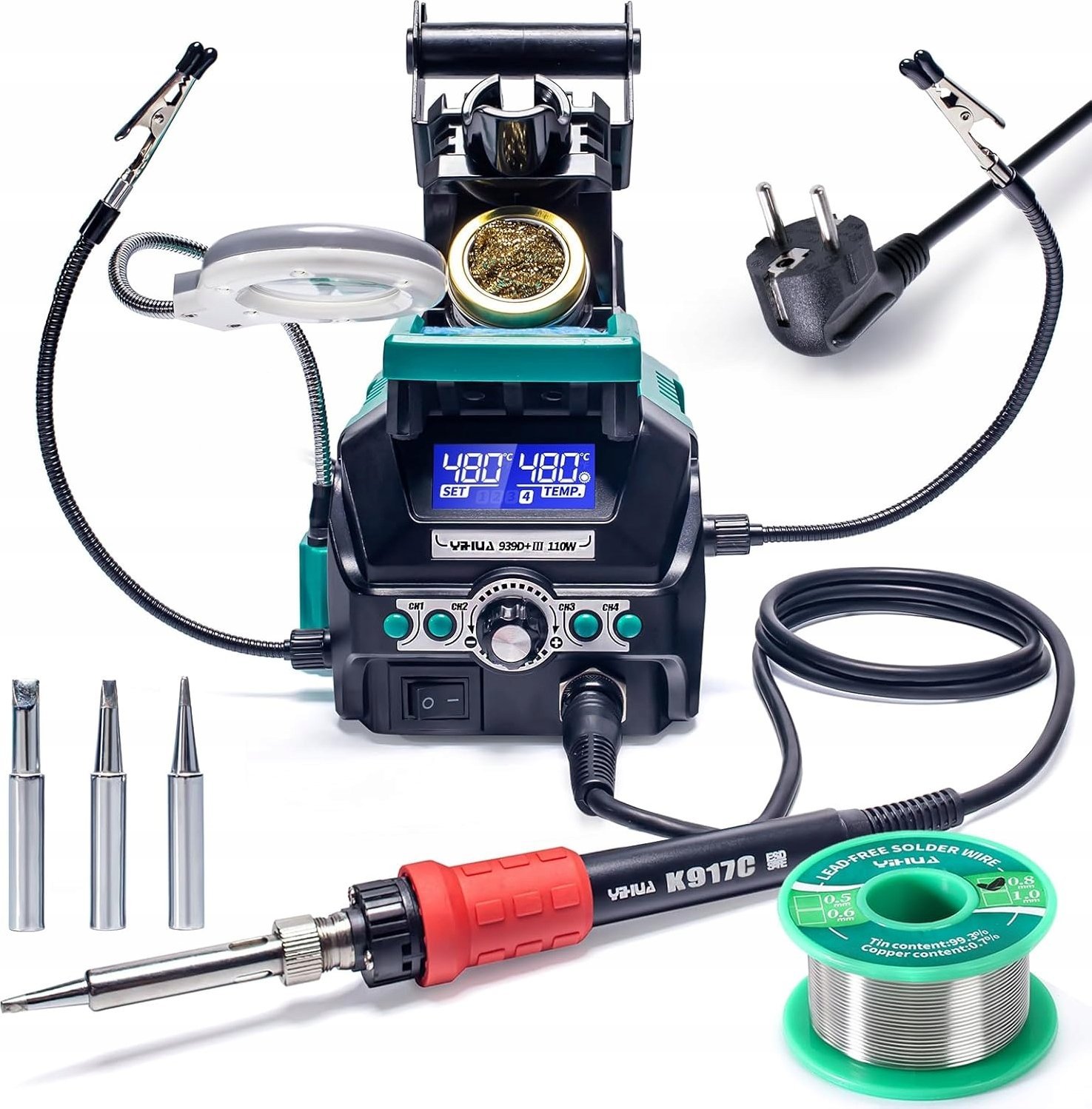 Zestaw YIHUA 939D+ III EVO stacja lutownicza 110 W Dual-LCD nowa