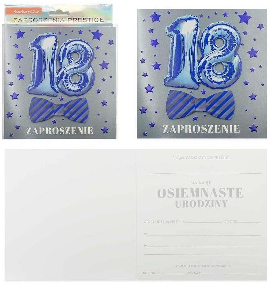 Zaproszenie Urodziny 18 5szt