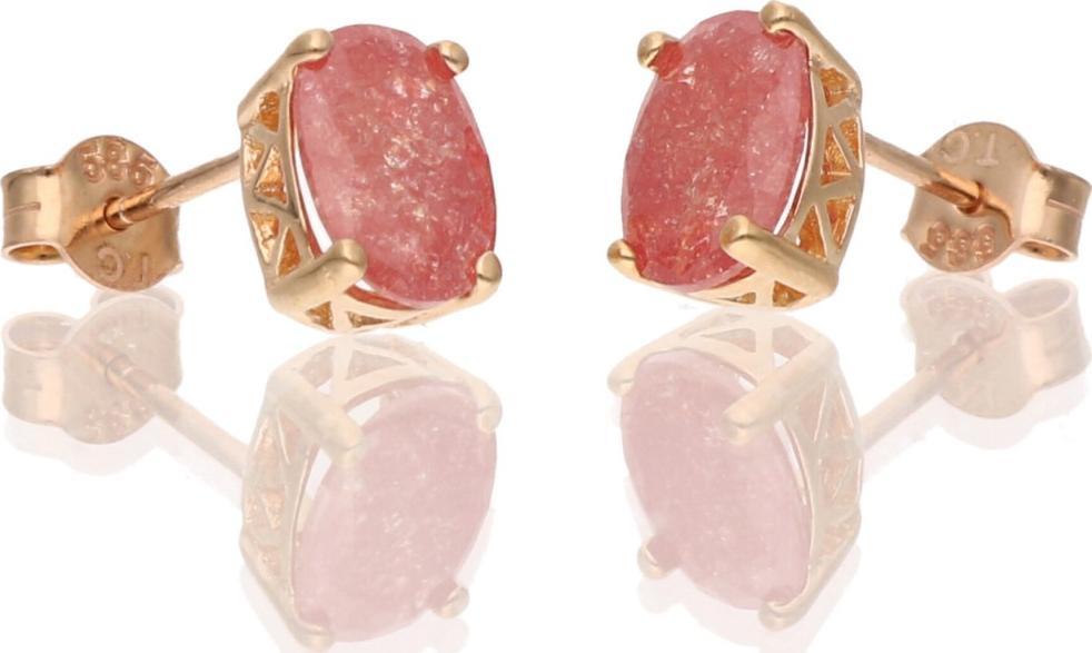 Rosanto Kolczyki z różowego złota z czerwonym kamieniem 585 14k