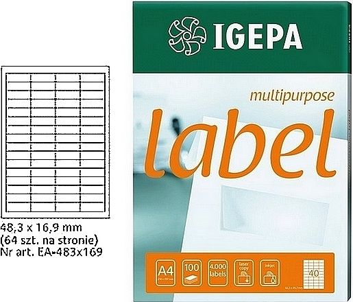 Mondi ETYKIETY A4 IGEPA 48.3 X 16.9 MM BIAŁE (100)