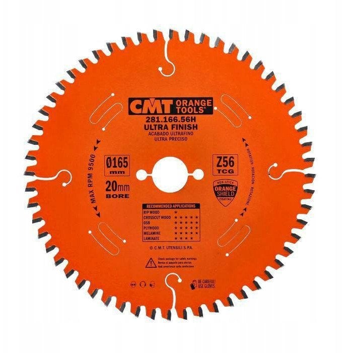 CMT SAW HM D=165 F=20 Z=56K/P=2.2/1.6 TCG -3 angle NEG