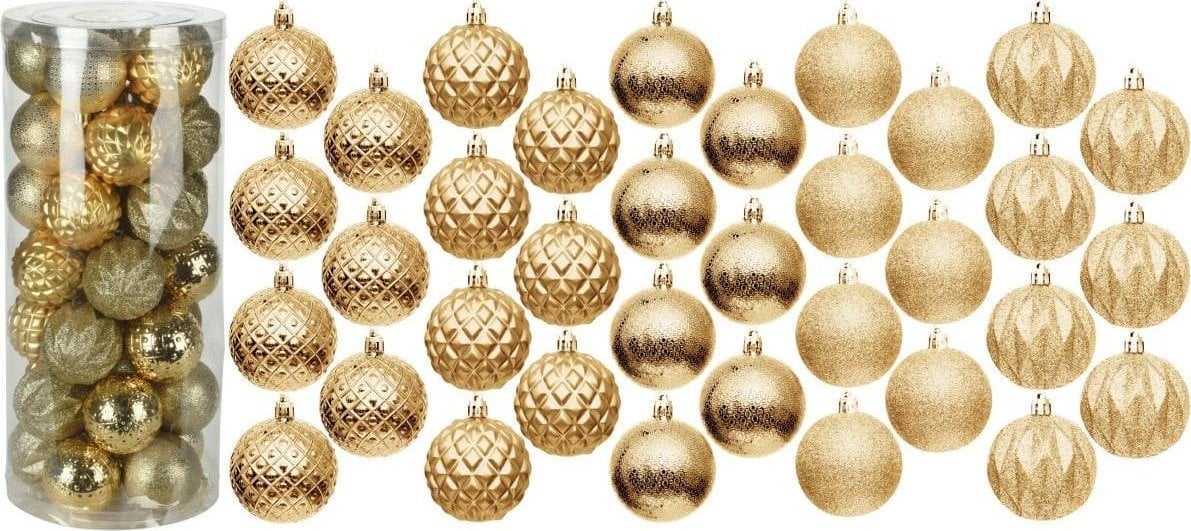 BOMBKA DEKORACYJNA PLASTIKOWA 6CM SET 35 SZT ZŁOTA