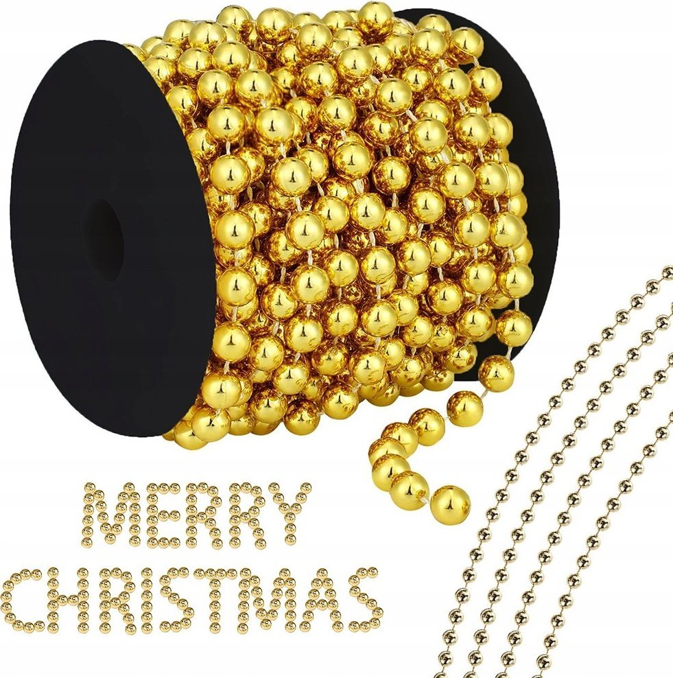 Dekoracja świąteczna Verk Łańcuch na choinkę koraliki girlanda szpula stroik Łańcuch na choinkę koraliki girlanda szpula stroik