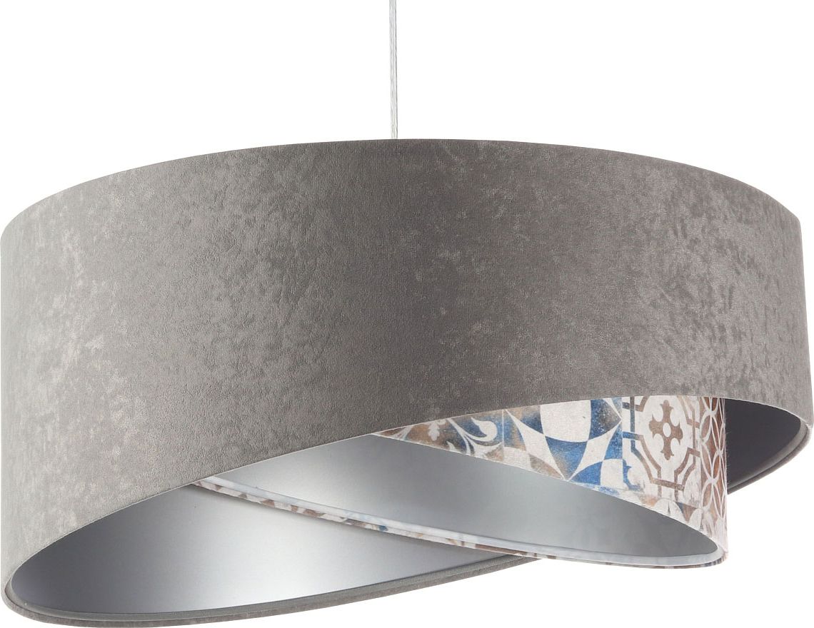 Lampa wisząca Lumes Szara welurowa lampa wisząca ze zdobieniem - EXX23-Pelita