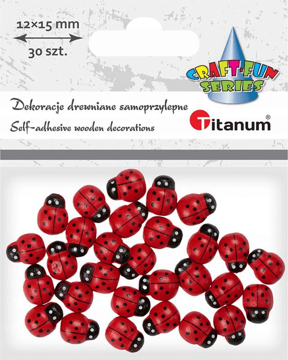 Titanum Drewniane biedronki samoprzylepne 3D 12x15mm 30szt