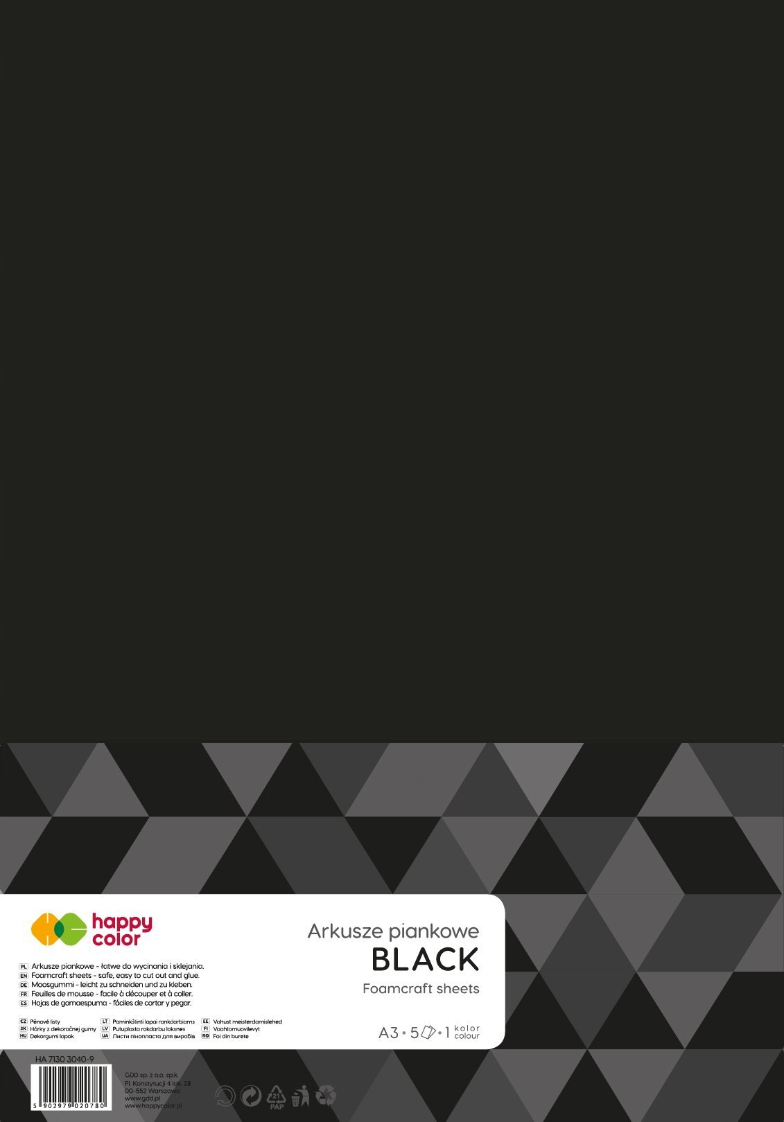 Happy Color Arkusze piankowe A3 5szt czarny HAPPY COLOR