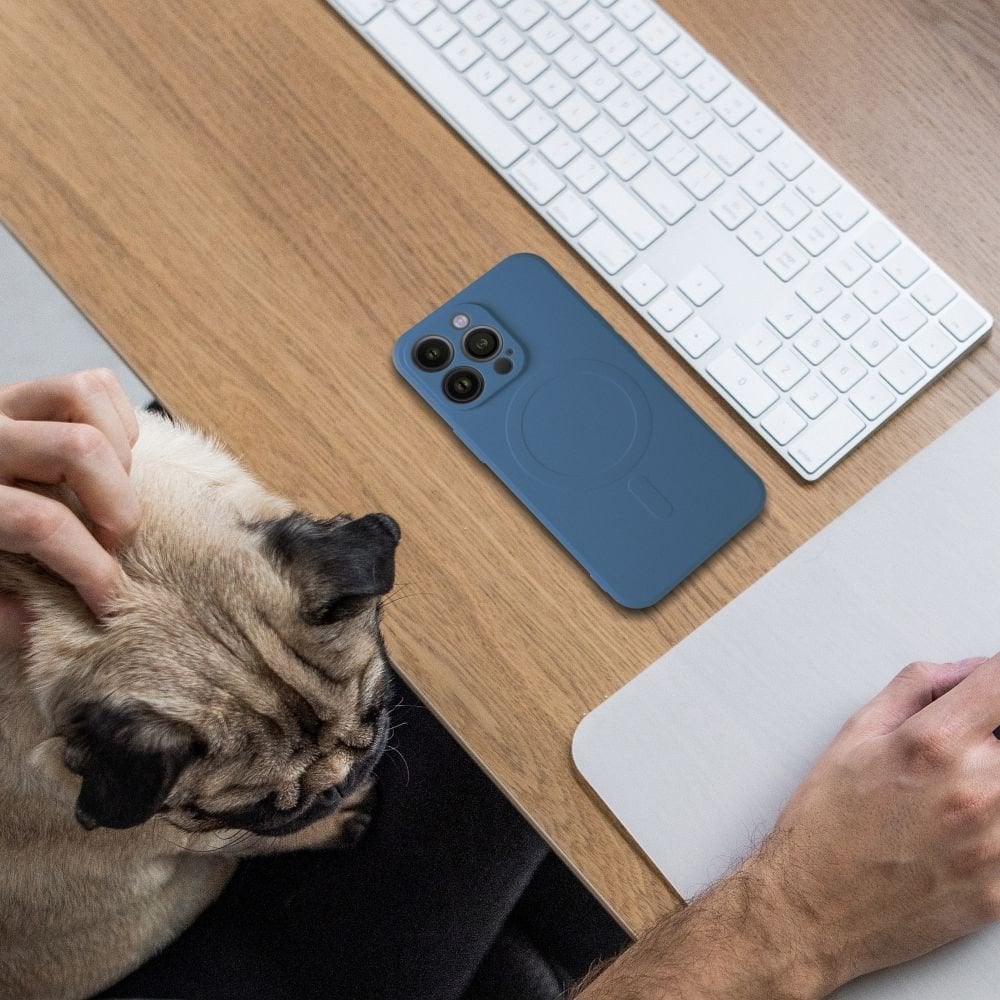 Futerał SILICONE MAG COVER kompatybilny z MagSafe do IPHONE 17 Pro Max niebieski