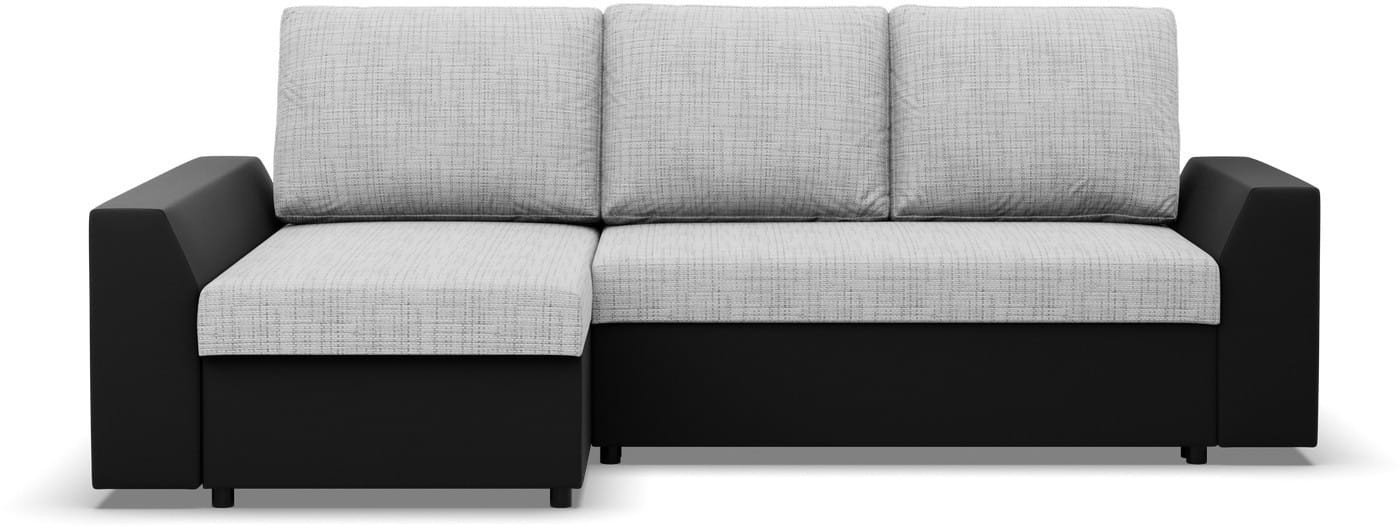Narożnik z funkcją spania, Viktor, ekoskóra, 243x140x92 cm, szary, czarny | TYLETEGOTU