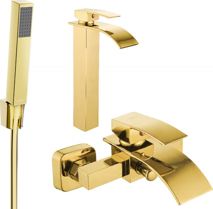 Mexen Mexen Aries R77 zestaw wannowy, złoty - 744813R77-50