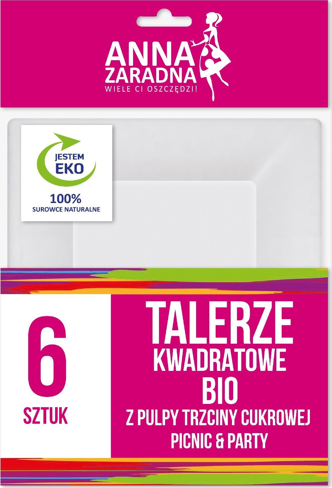 Stella ANNA ZARADNA Bio* Talerze kwadratowe z trzciny cukrowej 1op.-6szt