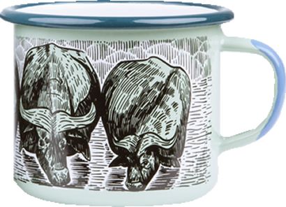 The Big 5 of Africa Kubek emaliowany Buffalo zielony groszek