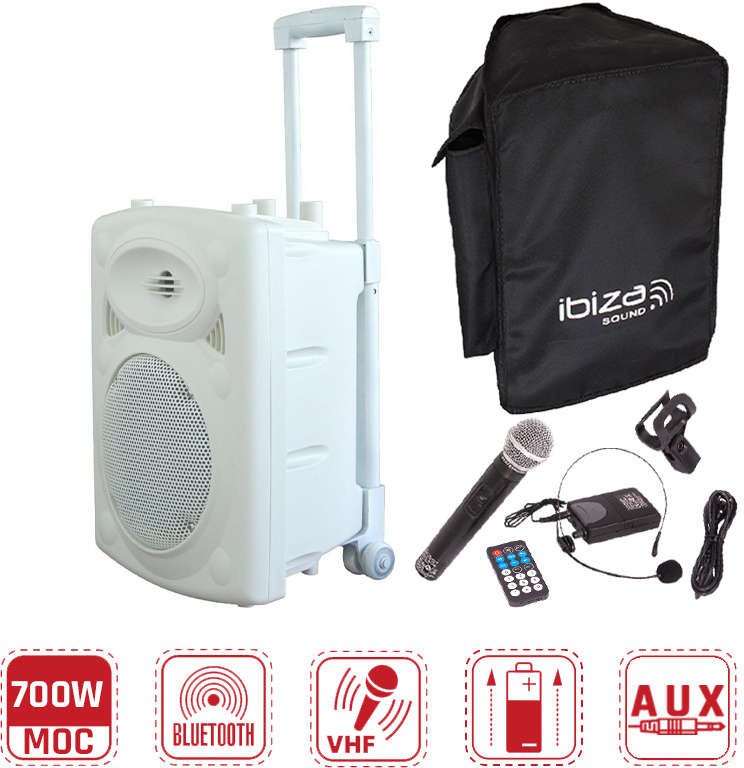 Kolumna mobilna Ibiza PORT12VHF-BT-WH one size