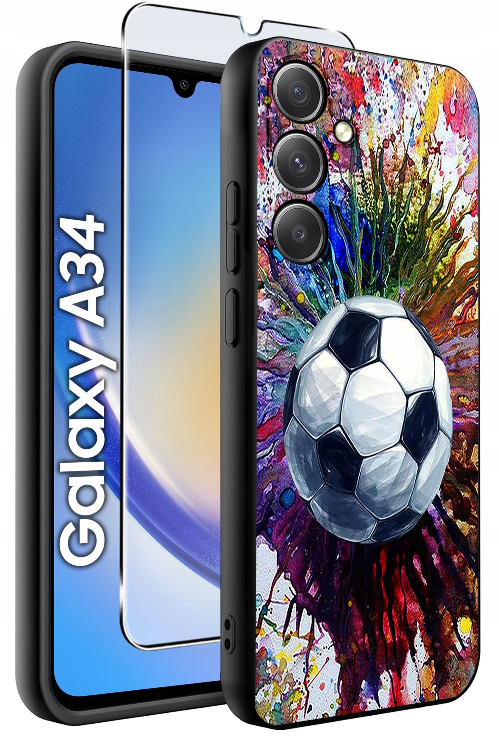 ETUI do Samsung A34 5G WZORY | SILIKONOWE MATT CASE + SZKŁO 9H