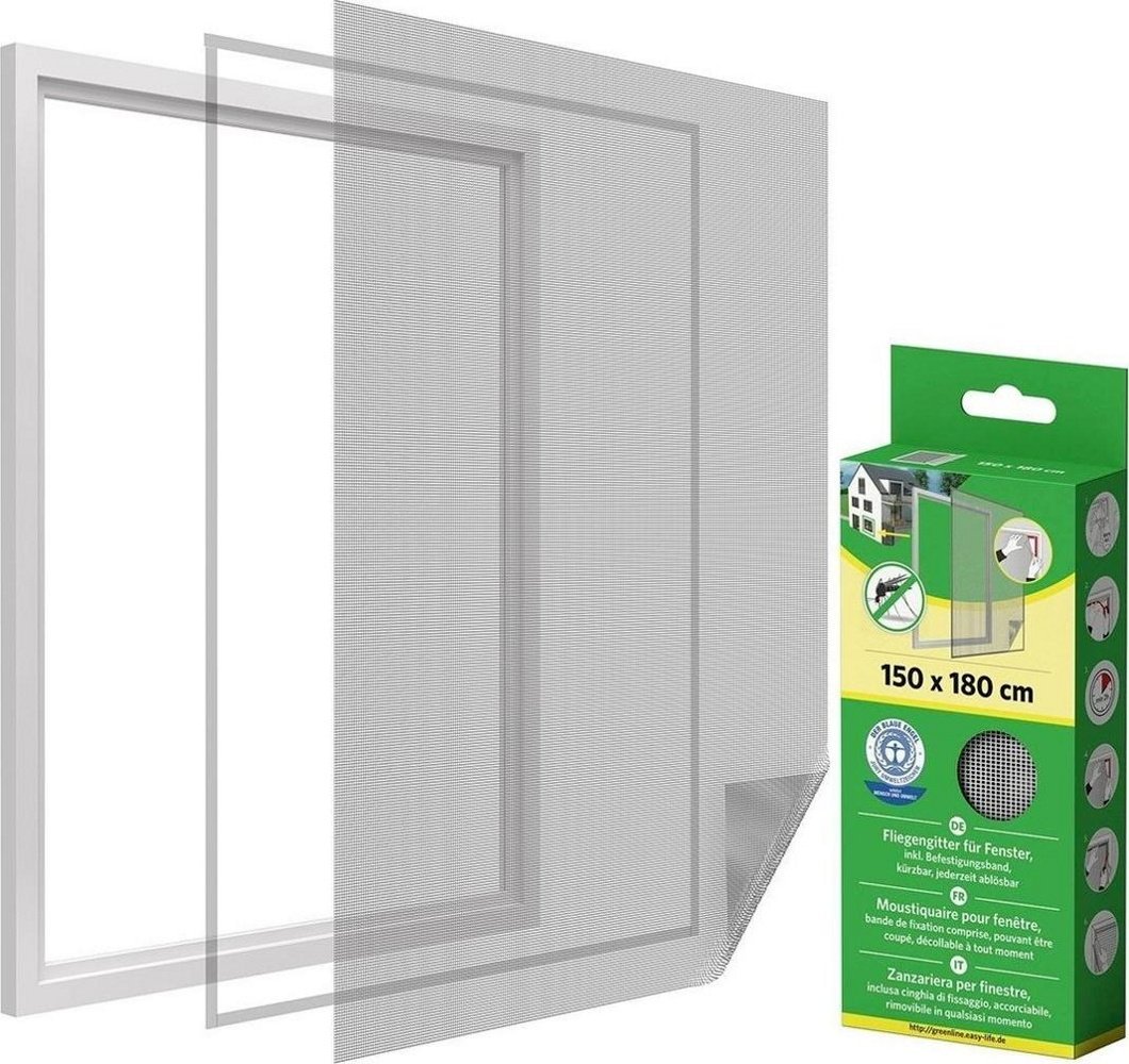 MOSKITIERA OKNO 150X180 BIAŁA POLIESTER+TAŚMA RZEP
