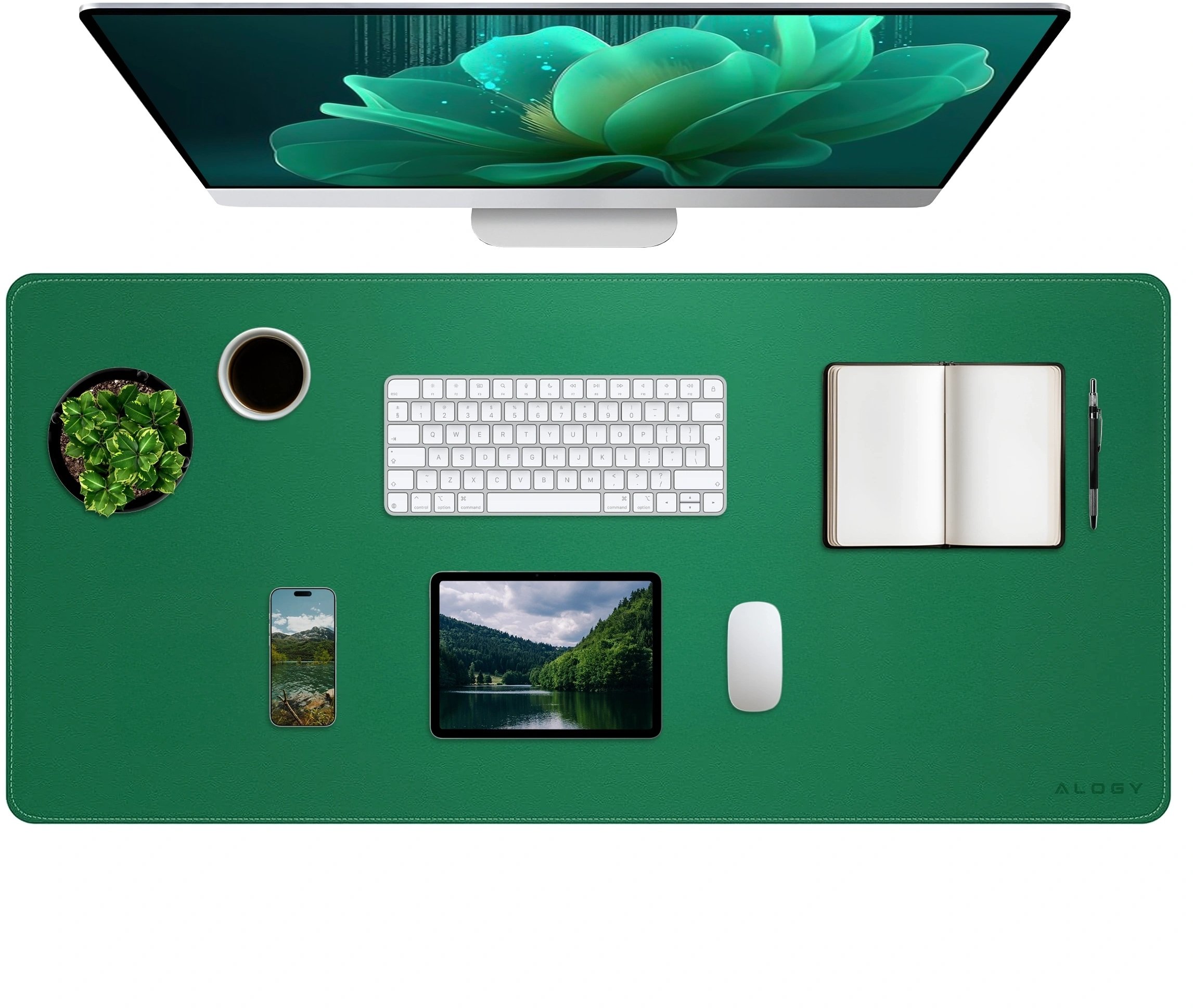 Alogy Podkładka na biurko 8040 cm - antypoślizgowa mata ochronna z eleganckiej PU, pod mysz i klawiaturę, stylowa i trwała -