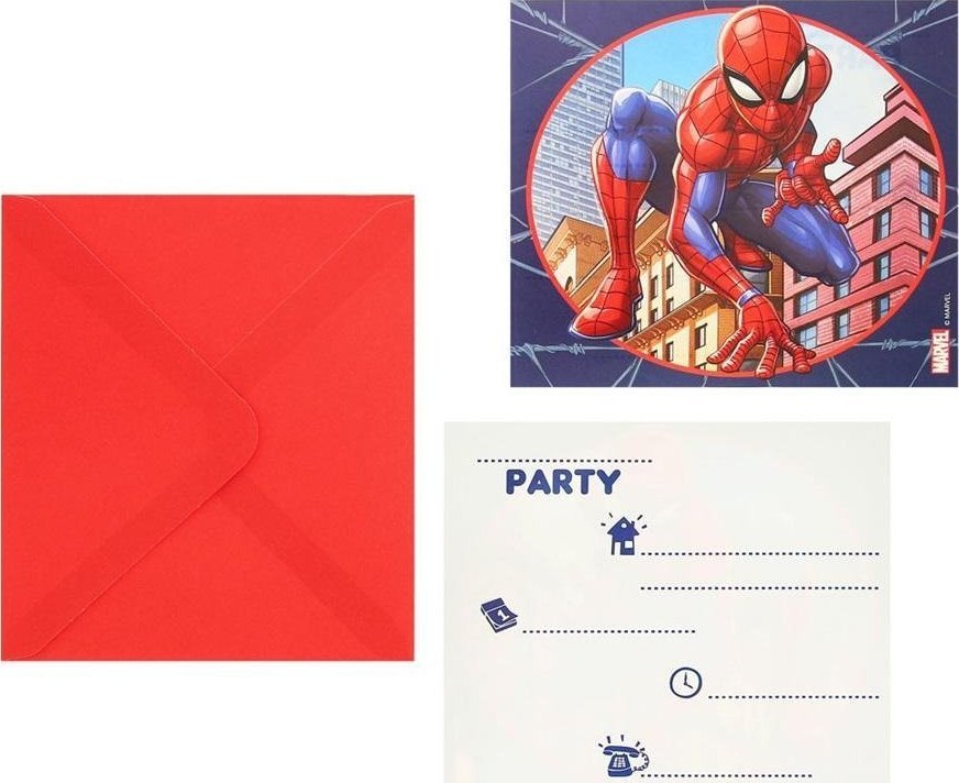 GoDan Zaproszenia z kopertami Spiderman 6szt