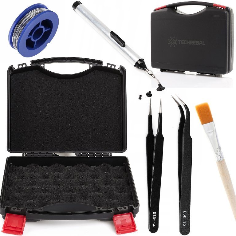 Zestaw do Lutowania Walizka Cyna 2x Pęseta ESD Chwytak Próżniowy Pędzel