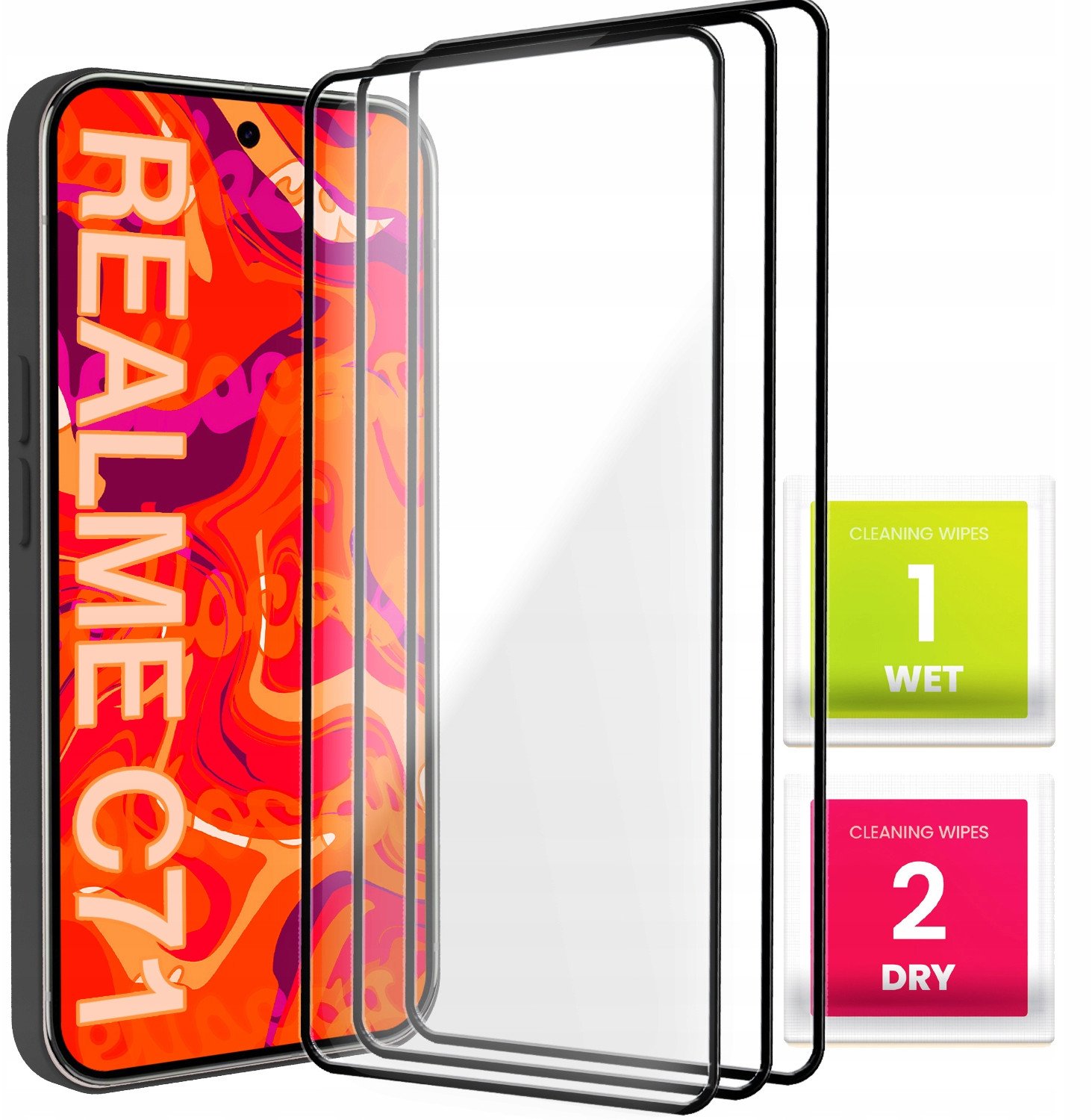 3-PAK Szkło Hartowane do Realme C71 (Pełne 5D, Ochronne, Szybka, Szkiełko)