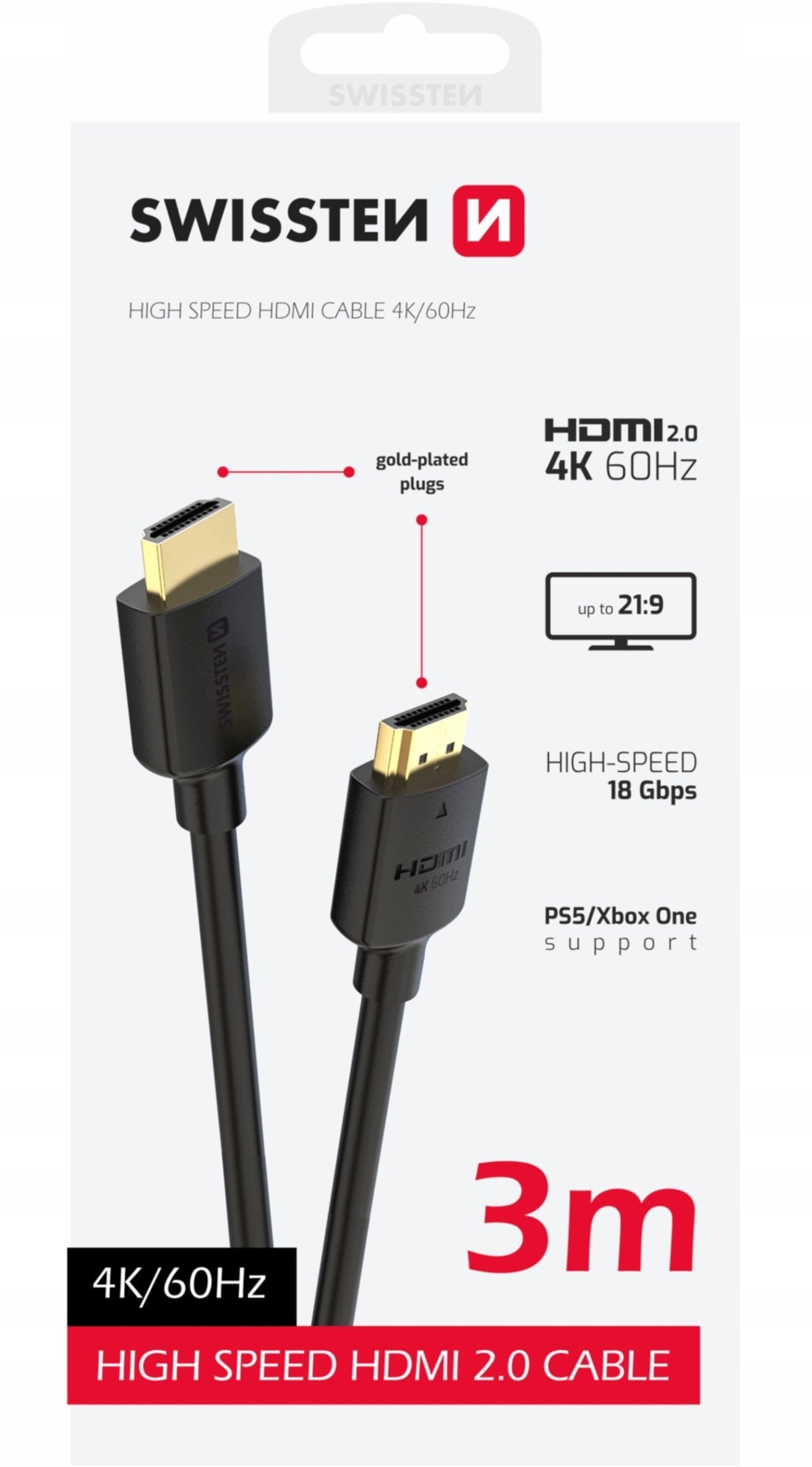 Swissten HDMI to HDMI 4K Cable 3m