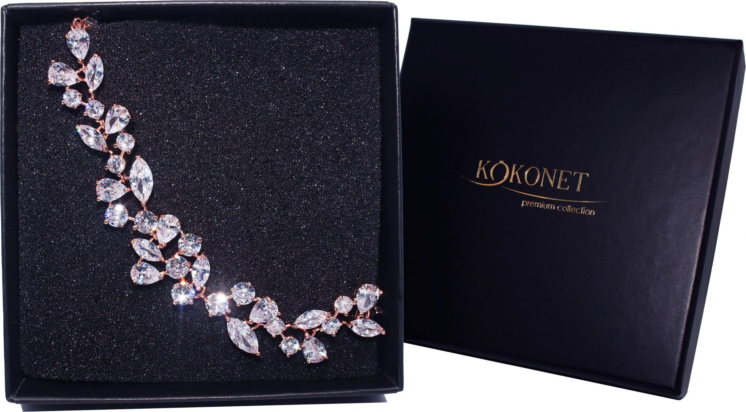 KOKONET BRANSOLETKA listki ślubna SWAROVSKI gwarancja HIT