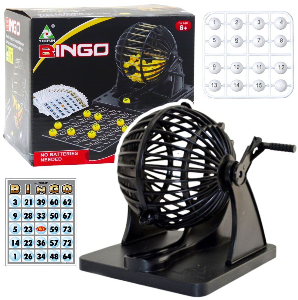 Gra Rodzinna Bingo Maszyna Losująca Klasyczna 80 Kulek 20 Kart LEAN Toys