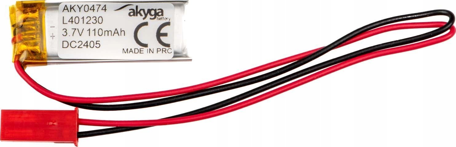 Akumulator Li-Po LP401230 Akyga AKY0474 3.7V / 110mAh PCM złącze JST 2-Pin 150mm