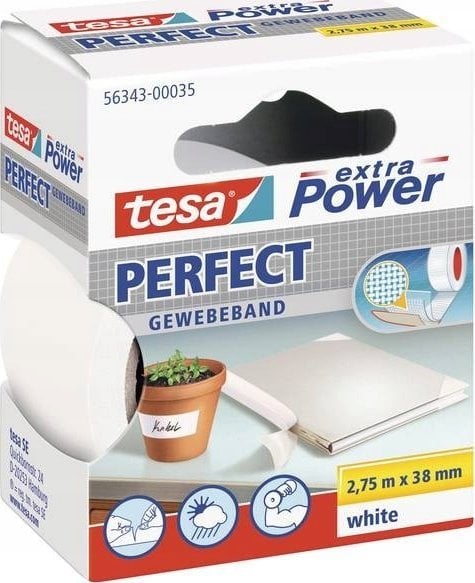 Tesa tesa extra Power Perfect Gewebeband 2,75m 38mm weiß